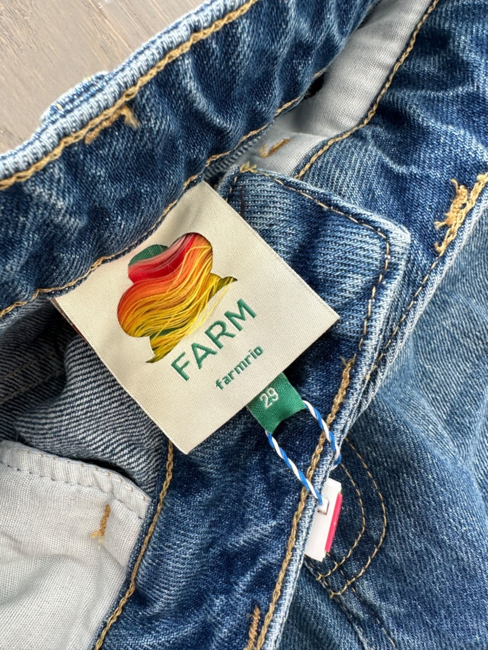 Farm Rio Colorful Stripes Crochet Denim Pants Jeans - Size 29 - With tags - Picture 4 of 8